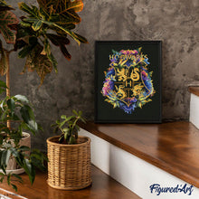 Load image into Gallery viewer, Diamond Painting - Floral Hogwarts Crest - Harry Potter 40x50cm canvas already framed