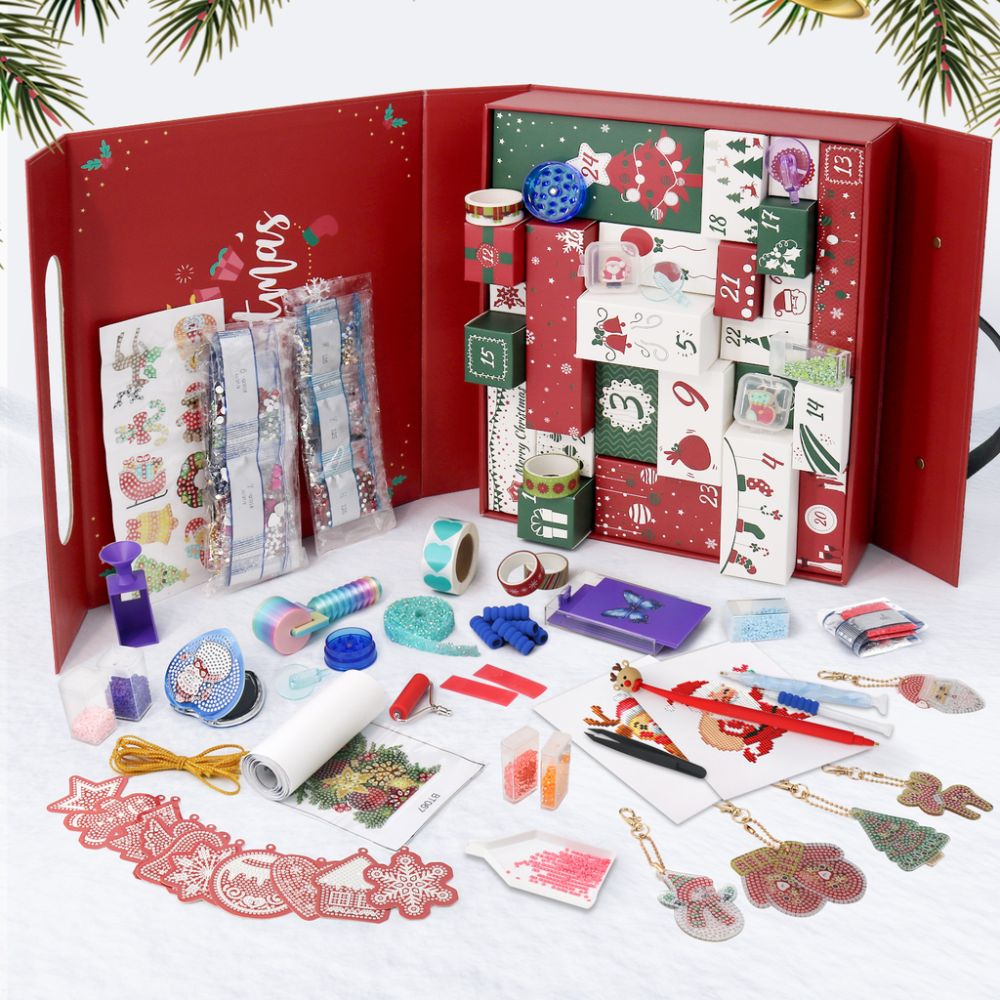 Diamond Painting Advent Calendar 2025 - 24 Boxes for a Shine Countdown (Red) Figured'Art