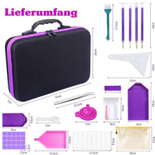 Load image into Gallery viewer, Diamond Painting storage case in purple with 60 compartments + accessories