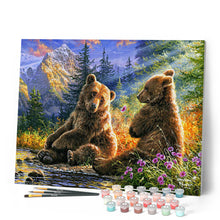Load image into Gallery viewer, Paint by numbers Sitting Bears Figured'Art new arrivals, advanced, landscapes, animals, bears, mountains