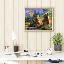 Load image into Gallery viewer, Paint by numbers Sitting Bears Figured'Art new arrivals, advanced, landscapes, animals, bears, mountains