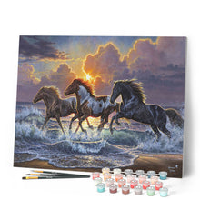Load image into Gallery viewer, Paint by numbers | Three Horses galloping on the beach | animals horses intermediate new arrivals | Figured'Art