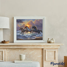 Load image into Gallery viewer, Paint by numbers | Three Horses galloping on the beach | animals horses intermediate new arrivals | Figured'Art