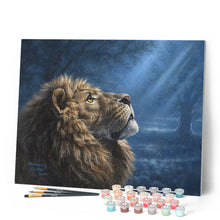 Load image into Gallery viewer, Paint by numbers Lion and Dim Light Figured'Art new arrivals, intermediate, animals, lions