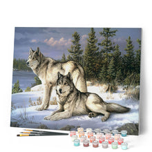 Load image into Gallery viewer, Paint by numbers Wolves Couple Figured'Art new arrivals, advanced, animals, wolves
