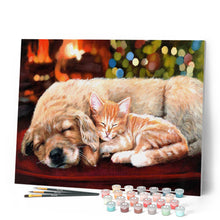 Load image into Gallery viewer, Paint by numbers Sleeping Companions Figured'Art new arrivals, intermediate, animals, dogs, cats