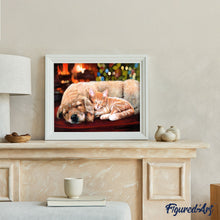 Load image into Gallery viewer, Paint by numbers Sleeping Companions Figured'Art new arrivals, intermediate, animals, dogs, cats