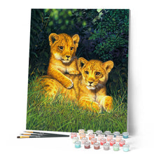 Load image into Gallery viewer, Paint by numbers | Lion cubs | animals advanced lions new arrivals | Figured'Art