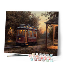 Load image into Gallery viewer, Paint by numbers | Tram station | intermediate new arrivals landscapes cities | Figured'Art