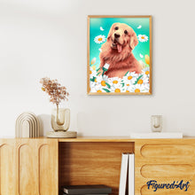 Load image into Gallery viewer, Paint by numbers | Golden retriever and daisies | animals dogs easy flowers new arrivals | Figured'Art