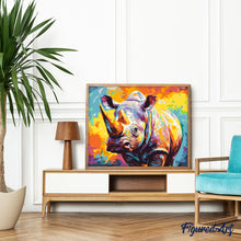 Load image into Gallery viewer, Colourful Abstract Rhinoceros