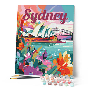 Paint by Numbers for adults UK - Travel Poster Sydney – Figured'Art
