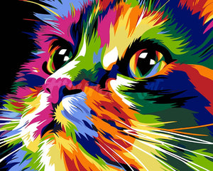 Paint by numbers kit for adults Cute Cat Pop Art Figured'Art UK