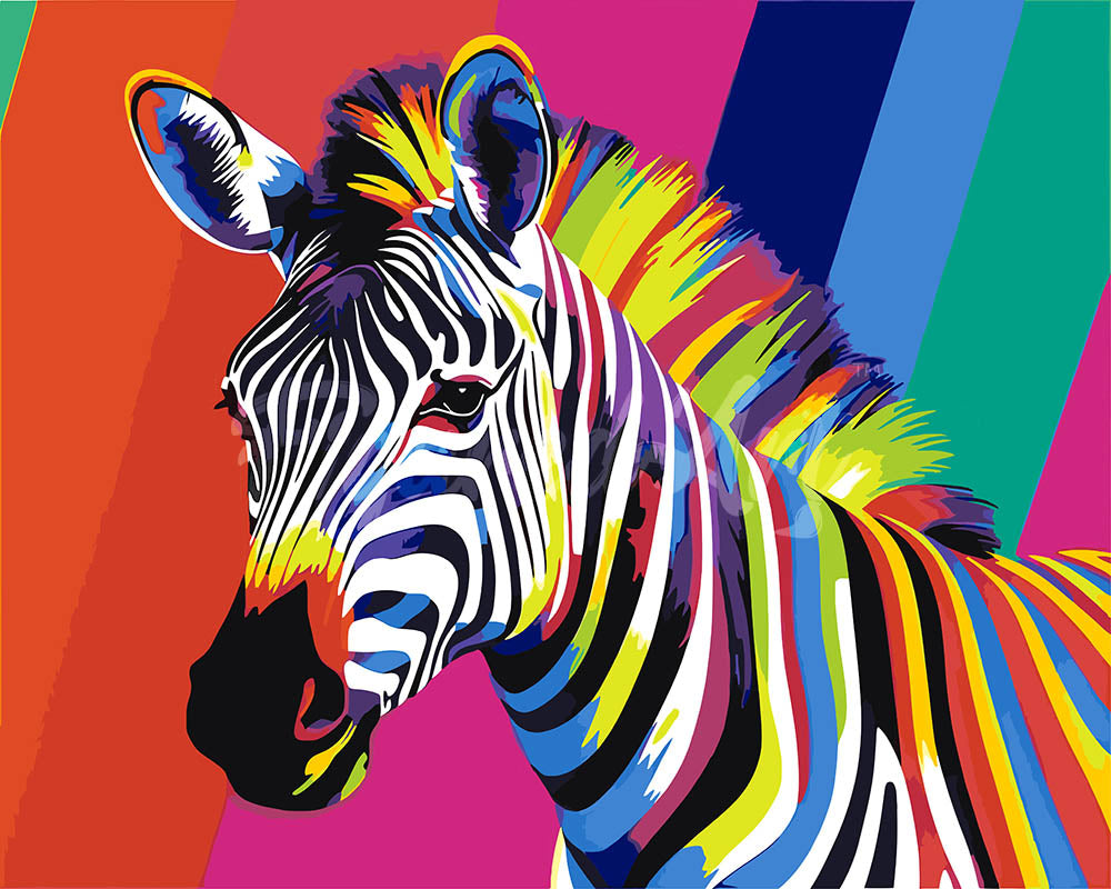 Paint by numbers kit for adults Pop Art Zebra Stripe Figured'Art UK