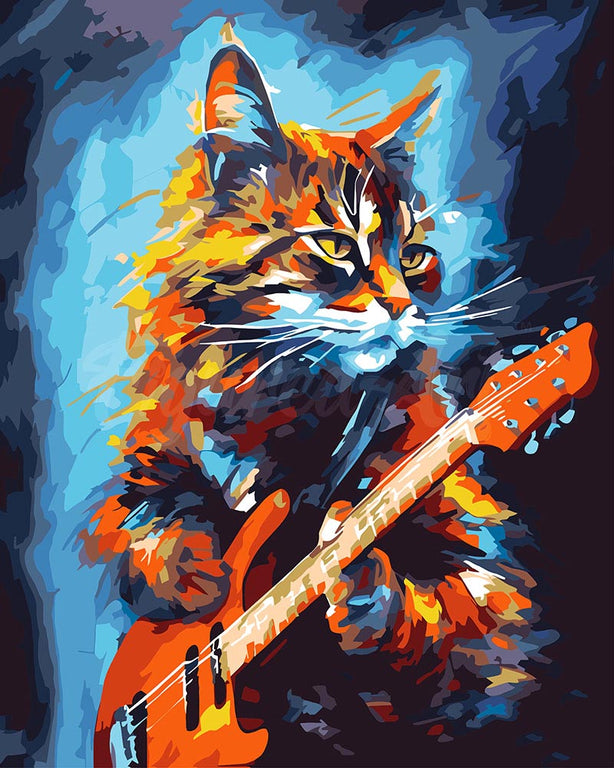 Paint by Numbers for adults UK - Rocker Cat Abstract – Figured'Art