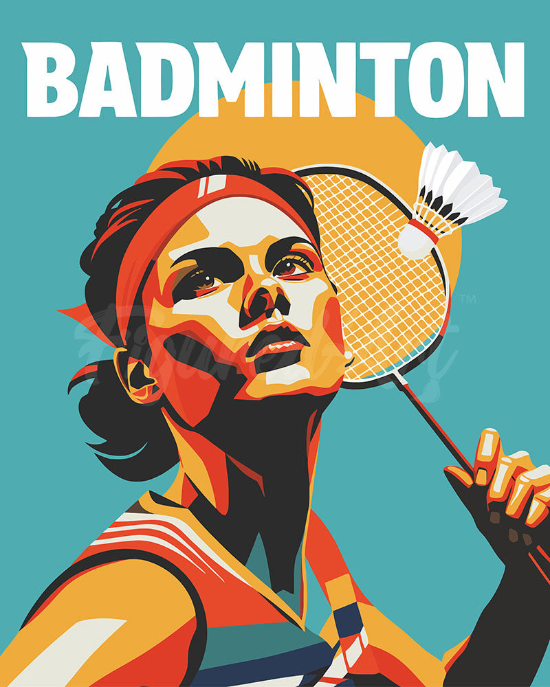 Paint by numbers kit for adults Sport Poster Badminton Figured'Art UK