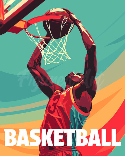 Paint by numbers kit for adults Sport Poster Basketball Figured'Art UK