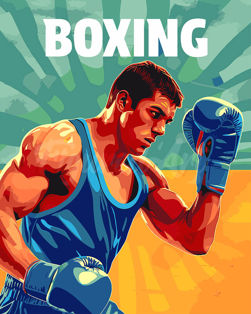 Paint by numbers kit for adults Sport Poster Boxing Figured'Art UK