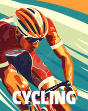 Load image into Gallery viewer, Paint by numbers kit for adults Sport Poster Cycling Figured&#39;Art UK