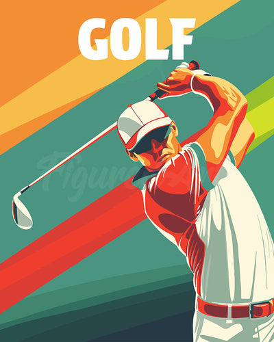 Paint by numbers kit for adults Sport Poster Golf Figured'Art UK