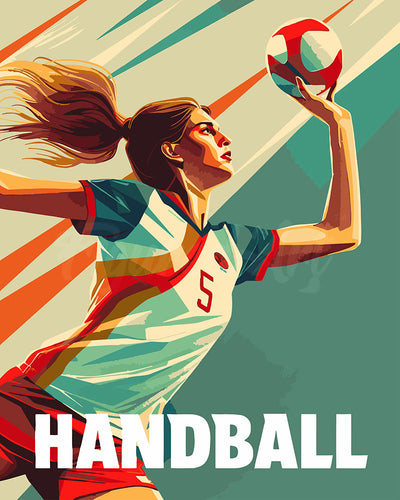 Paint by numbers kit for adults Sport Poster Handball Figured'Art UK