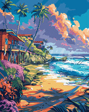 Load image into Gallery viewer, Paint by numbers kit for adults Beachside houses Figured&#39;Art UK