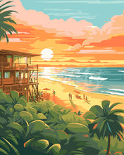 Load image into Gallery viewer, Paint by numbers kit for adults Beach Club at Sunset Figured&#39;Art UK