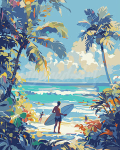 Paint by numbers kit for adults Sunny Beach Day Figured'Art UK