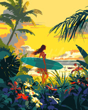 Load image into Gallery viewer, Paint by numbers kit for adults Surfer at Sunset Figured&#39;Art UK