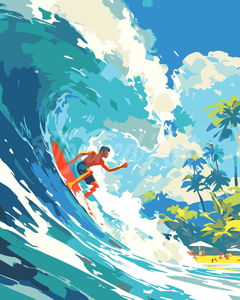 絵画 WTW Surf 33/100 Paint by Numbers for adults UK - Surfing in Hawaii – Figured'Art