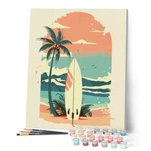 Load image into Gallery viewer, Surfboard on the Beach