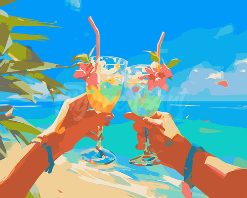 Paint by numbers kit for adults Beach Toast Figured'Art UK