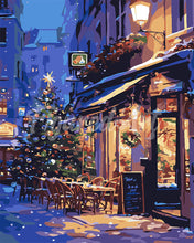 Load image into Gallery viewer, Paint by numbers kit for adults Festive Night Café Figured&#39;Art UK