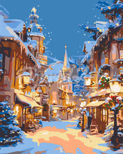 Load image into Gallery viewer, Paint by numbers kit for adults Christmas Illuminated Village Figured&#39;Art UK