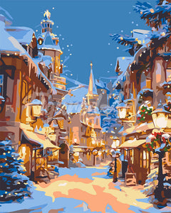 Paint by numbers kit for adults Christmas Illuminated Village Figured'Art UK