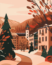 Load image into Gallery viewer, Paint by numbers kit for adults Cosy Mountain Town Figured&#39;Art UK