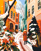 Load image into Gallery viewer, Paint by numbers kit for adults Winter City Alley Figured&#39;Art UK