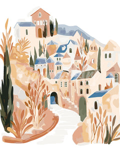 Paint by numbers kit for adults Winter Village 2 Figured'Art UK