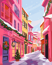 Load image into Gallery viewer, Paint by numbers kit for adults Pink Christmas Alley Figured&#39;Art UK