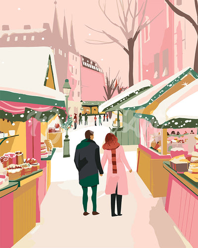 Paint by numbers kit for adults Couple at Christmas Market Figured'Art UK