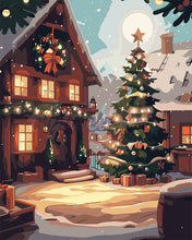 Load image into Gallery viewer, Paint by numbers kit for adults Cosy Christmas Cabin Figured&#39;Art UK