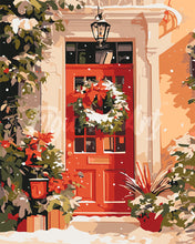 Load image into Gallery viewer, Paint by numbers kit for adults Festive Red Door Figured&#39;Art UK