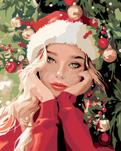 Load image into Gallery viewer, Paint by numbers kit for adults Christmas Cute Girl Figured&#39;Art UK