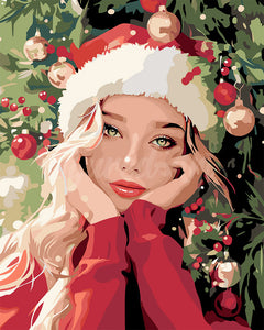 Paint by numbers kit for adults Christmas Cute Girl Figured'Art UK