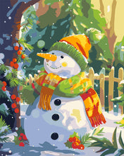 Load image into Gallery viewer, Paint by numbers kit for adults Joyful Snowman Figured&#39;Art UK