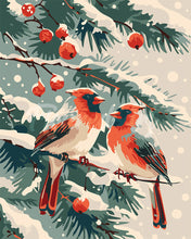 Load image into Gallery viewer, Paint by numbers kit for adults Winter Cardinals Figured&#39;Art UK