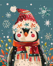 Load image into Gallery viewer, Paint by numbers kit for adults Little Christmas Penguin Figured&#39;Art UK