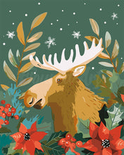 Load image into Gallery viewer, Paint by numbers kit for adults Festive Christmas Moose Figured&#39;Art UK