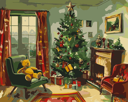 Paint by numbers kit for adults Classic Christmas Fireplace Figured'Art UK