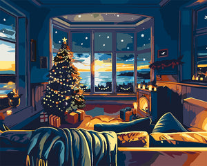 Paint by numbers kit for adults Christmas Room by the Bay Figured'Art UK